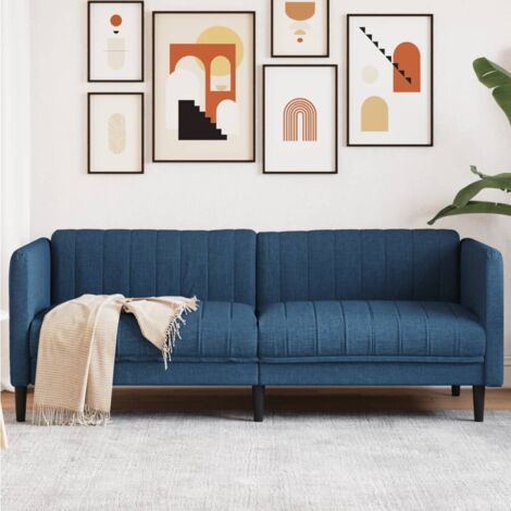 Sofa 2-Sitzer Blau Stoff vidaXL