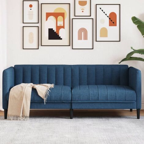 Sofa 2-Sitzer Blau Stoff vidaXL
