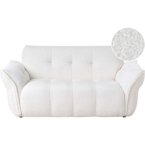 Sofa 2-Sitzer HALBA Bouclé Weiß