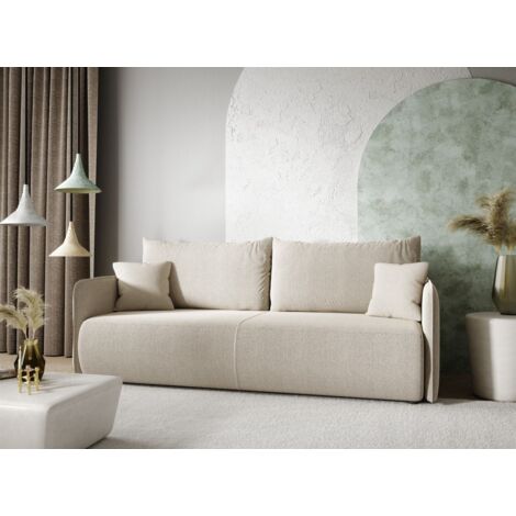 Sofa 2-Sitzer mit Schlaffunktion CALGARY Stoff Curio Hellgrau