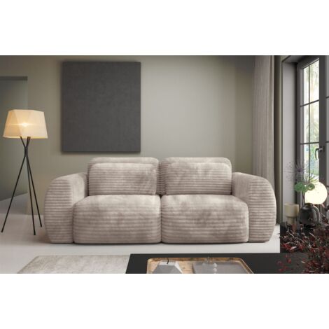 Sofa 2-Sitzer mit Schlaffunktion SIMONE in Stoff Ambience Dunkelbeige