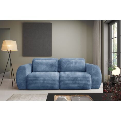 Sofa 2-Sitzer mit Schlaffunktion SIMONE in Stoff Ambience Himmelblau
