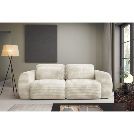 Sofa 2-Sitzer mit Schlaffunktion SIMONE in Stoff Ambience Ivory