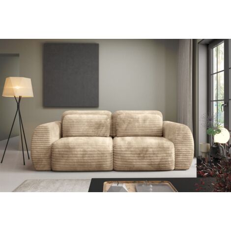 Sofa 2-Sitzer mit Schlaffunktion SIMONE in Stoff Ambience Sand