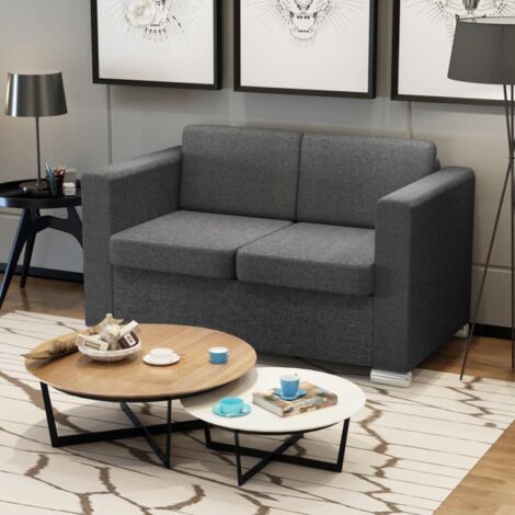 Sofa 2-Sitzer Stoff Dunkelgrau vidaXL