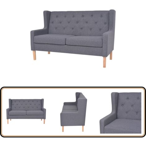 Sofa 2-Sitzer Stoff Grau - Couch - 2-Sitzer Couch - Grau - Wohncouch - Sofabed