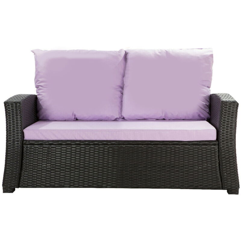 Setgarden - Coussins de canapé de jardin en résine tressée 112x50x7+256x50cm coussins d'extérieur violet Set de coussins 2 places Lot de coussins de