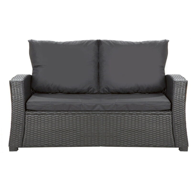 Setgarden - Coussins de canapé de jardin en résine tressée 112x50x7+256x50cm coussins d'extérieur noir Set de coussins 2 places Lot de coussins de