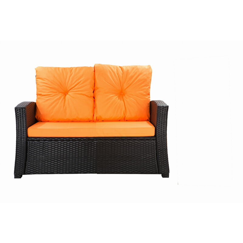 Coussins de fauteuil en rotin 1 pièce Coussin d'assise 56x52x7+56x50 orange Coussins De Chaise D'intérieur - orange