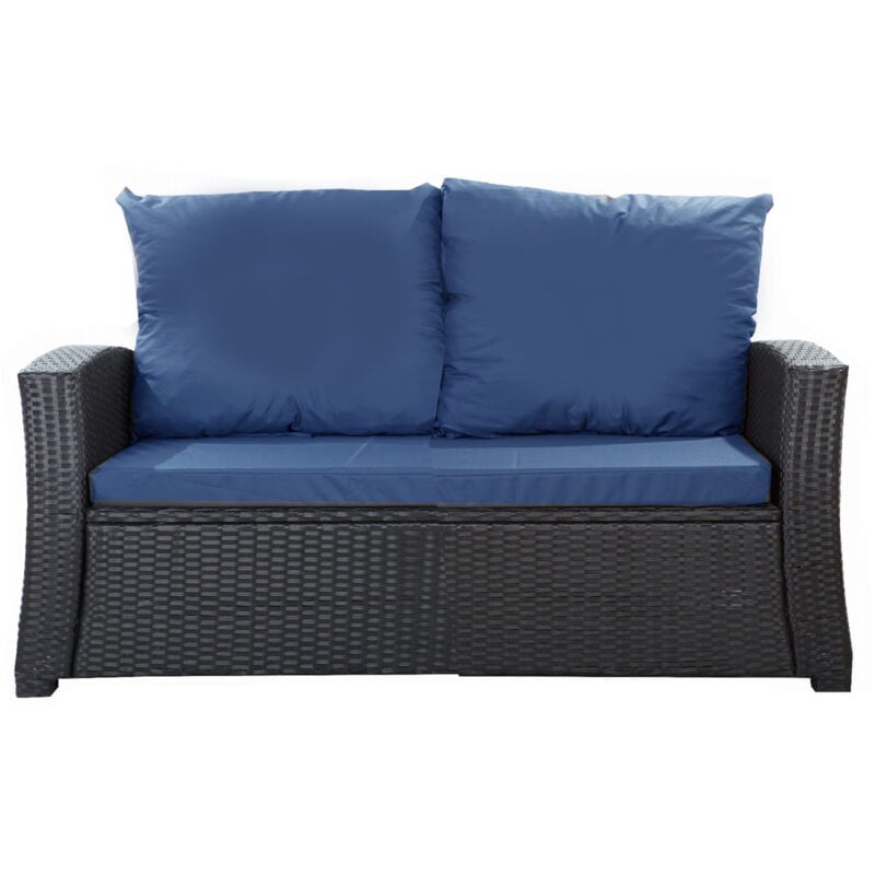 Setgarden - Coussins de canapé de jardin en résine tressée 112x50x7+256x50cm coussins d'extérieur bleu Set de coussins 2 places Lot de coussins de