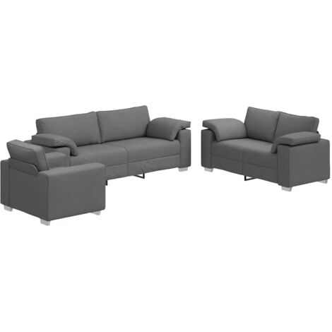 Sofa 3 pcs Dark Grey Fabric vidaXL