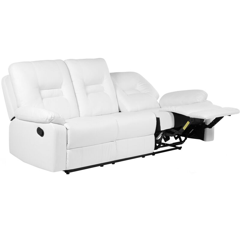 

Sofá 3 plaza ajustable piel sintética blanco BERGEN