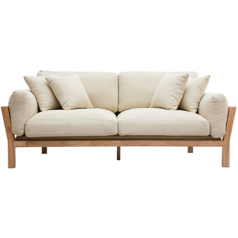 

Sofá 3 plazas blanco crema patas madera KYO