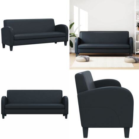 Sofá 3 plazas cuero artificial negro - Sofá de 3 plazas - Sofá negro