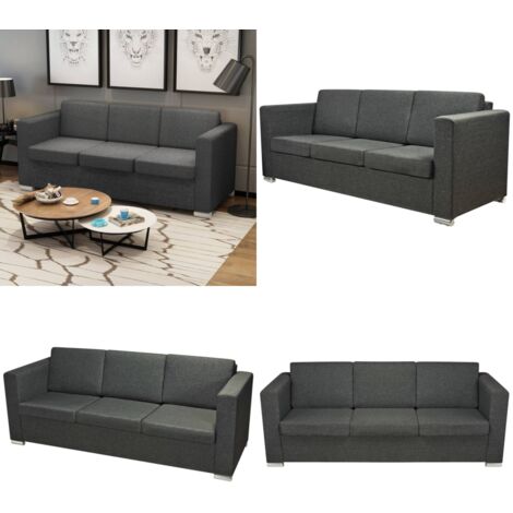 Sofá 3 plazas de tela gris oscuro - Sofá gris oscuro - Sofá de tela