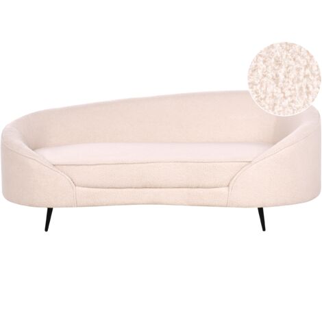 Sofá 3 plazas diseño curvo patas de metal bouclé beige claro Savar