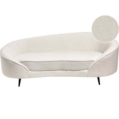 Sofá 3 plazas diseño curvo patas de metal bouclé blanco Savar