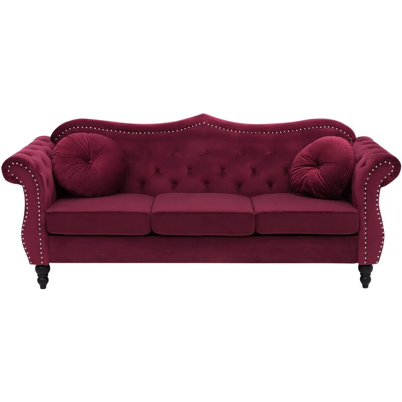 

Sofá 3 plazas de terciopelo rojo SKIEN