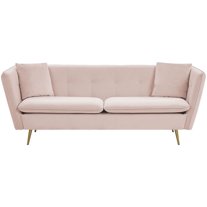 

Beliani - Sofá de terciopelo rosa FREDERICA