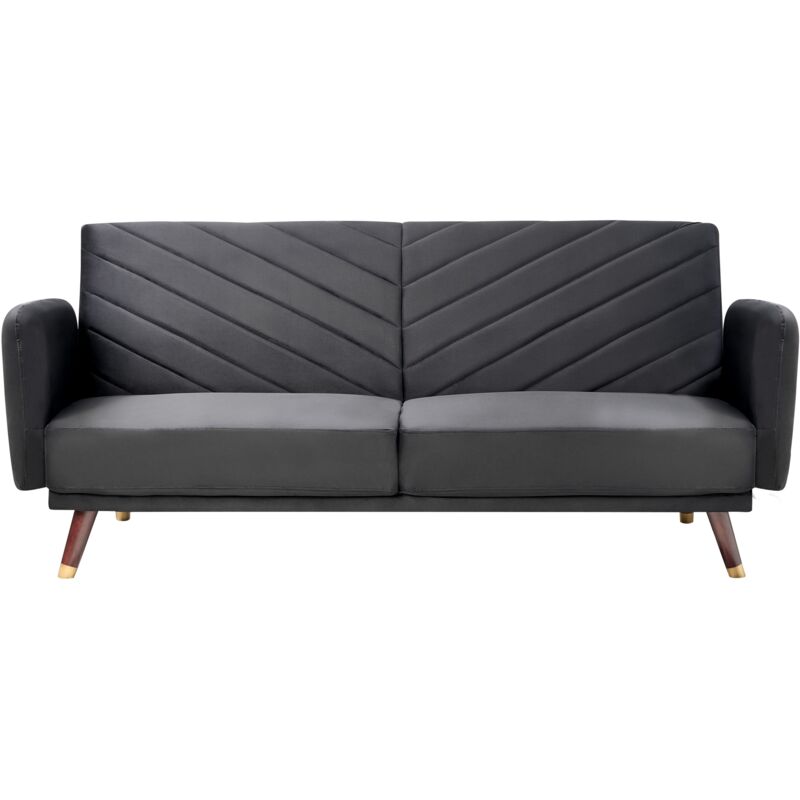 

Sofá cama de terciopelo negro SENJA