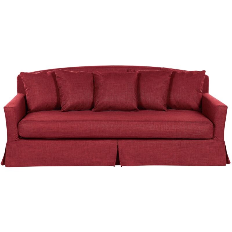

Sofá 3 plazas de terciopelo con funda extraíble rojo GILJA