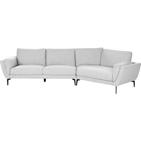 Sofá 3 plazas tela estilo minimalista respaldo acolchado chaise gris claro Kansseli