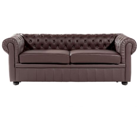 Sofa 3 Seater CHESTERFIELD Leather Brown
