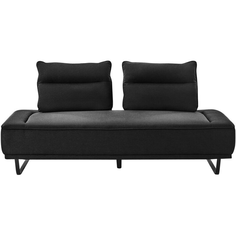 Beliani Fabric 3-seater Sofa Black Couch Iron Legs Woven Fabric Adjustable Backrest Modern Faxen