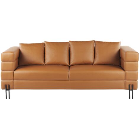 Sofa 3 Seater GRANNA Faux Leather Brown
