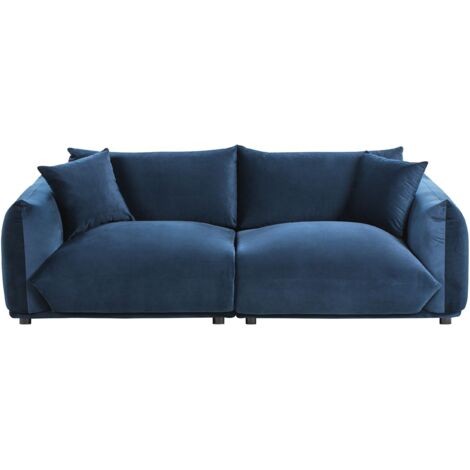 Sofa 3 Seater LUVOS Velvet Dark Blue