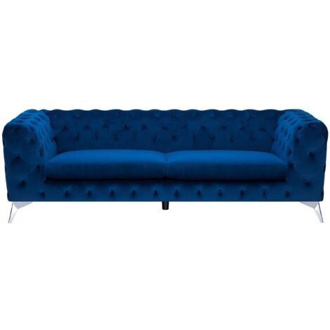 Sofa 3 Seater SOTRA Velvet Navy Blue