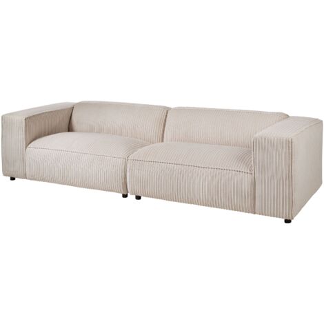 Sofa 3-Sitzer 286x103x69 Cord elfenbein VALENCIA