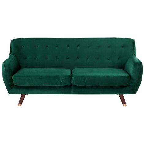 Sofa 3-Sitzer BODO Samtstoff Smaragdgrün