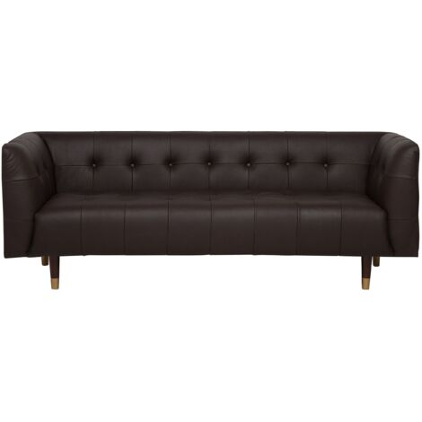Sofa 3-Sitzer BYSKE Echtleder Dunkelbraun