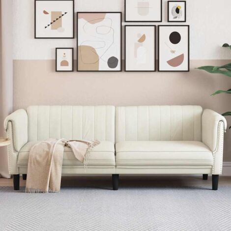 Sofa 3-Sitzer Creme Samt vidaXL764801