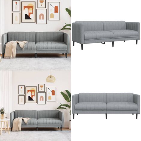 Sofa 3-Sitzer Hellgrau Stoff - Sofas - Wohnlandschaft - 3-Sitzer Sofa - Grau Sofa - Polstercouch - Home & Living