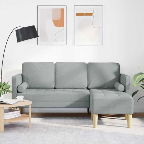 Sofa 3-Sitzer L-Form Hellgrau 160 cm Stoff vidaXL932365