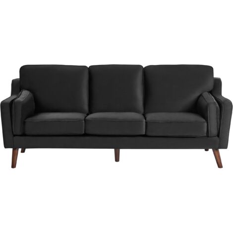 Sofa 3-Sitzer LOKKA Samtstoff Schwarz
