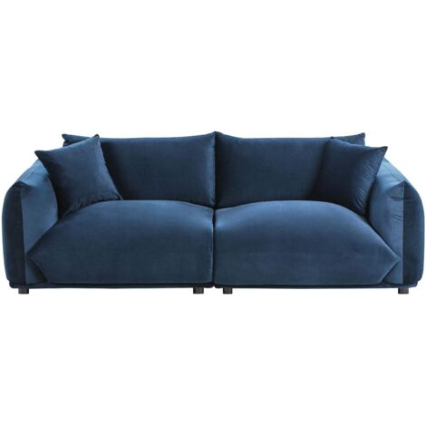 Sofa 3-Sitzer LUVOS Samtstoff Dunkelblau
