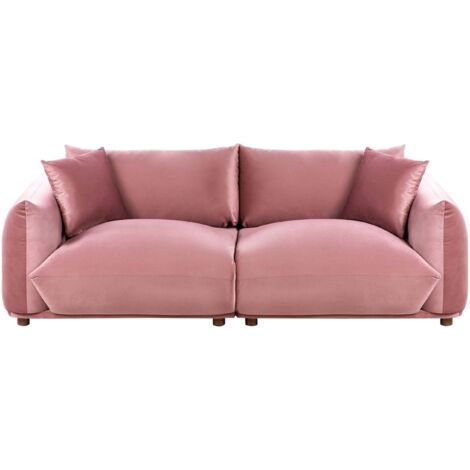 Sofa 3-Sitzer LUVOS Samtstoff Rosa