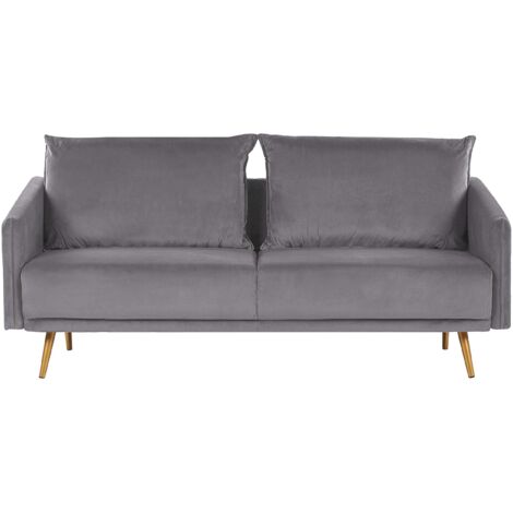 Sofa 3-Sitzer MAURA Samtstoff Grau