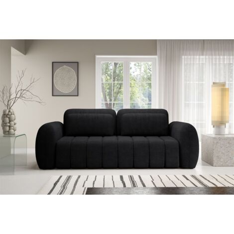 Sofa 3-Sitzer mit Schlaffunktion CARIA in Stoff Quelle Schwarz