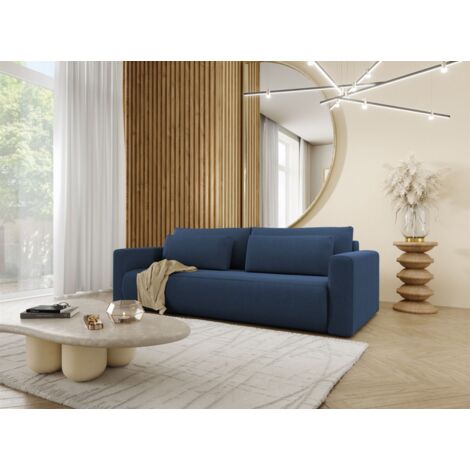 Sofa 3-Sitzer mit Schlaffunktion CHAIRA Stoff Curio Dunkelblau