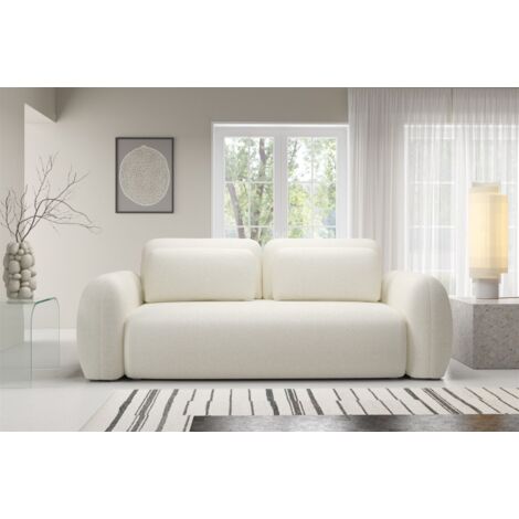 Sofa 3-Sitzer mit Schlaffunktion GASTON in Stoff Puente Ecru