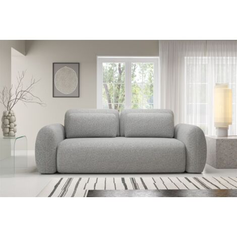 Sofa 3-Sitzer mit Schlaffunktion GASTON in Stoff Puente Hellgrau