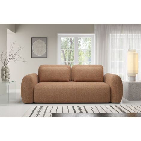 Sofa 3-Sitzer mit Schlaffunktion GASTON in Stoff Puente Rostbraun