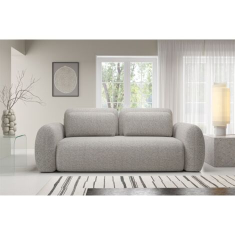 Sofa 3-Sitzer mit Schlaffunktion GASTON in Stoff Puente Sandgrau