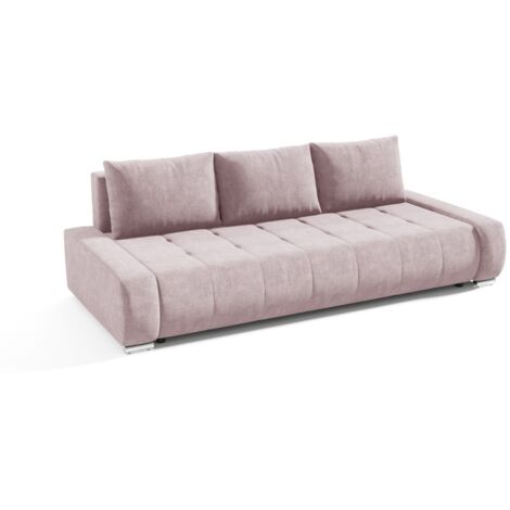 Sofa 3-Sitzer mit Schlaffunktion VOGAR Stoff Aston Blush