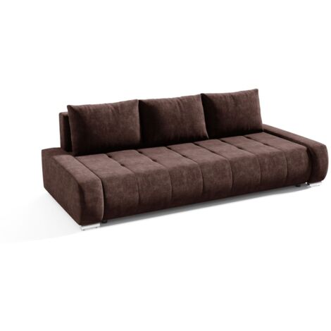 Sofa 3-Sitzer mit Schlaffunktion VOGAR Stoff Aston Braun
