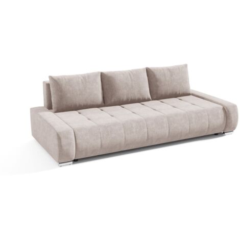 Sofa 3-Sitzer mit Schlaffunktion VOGAR Stoff Aston Creme